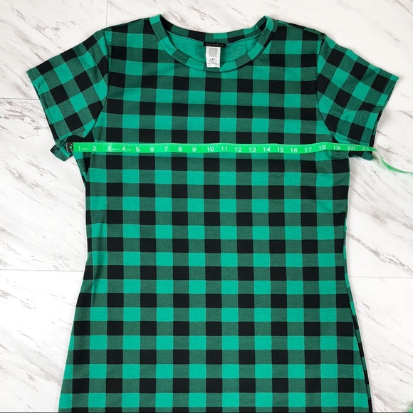 Plus Size Trendy Green Checkered Dress - Picture 4 of 8